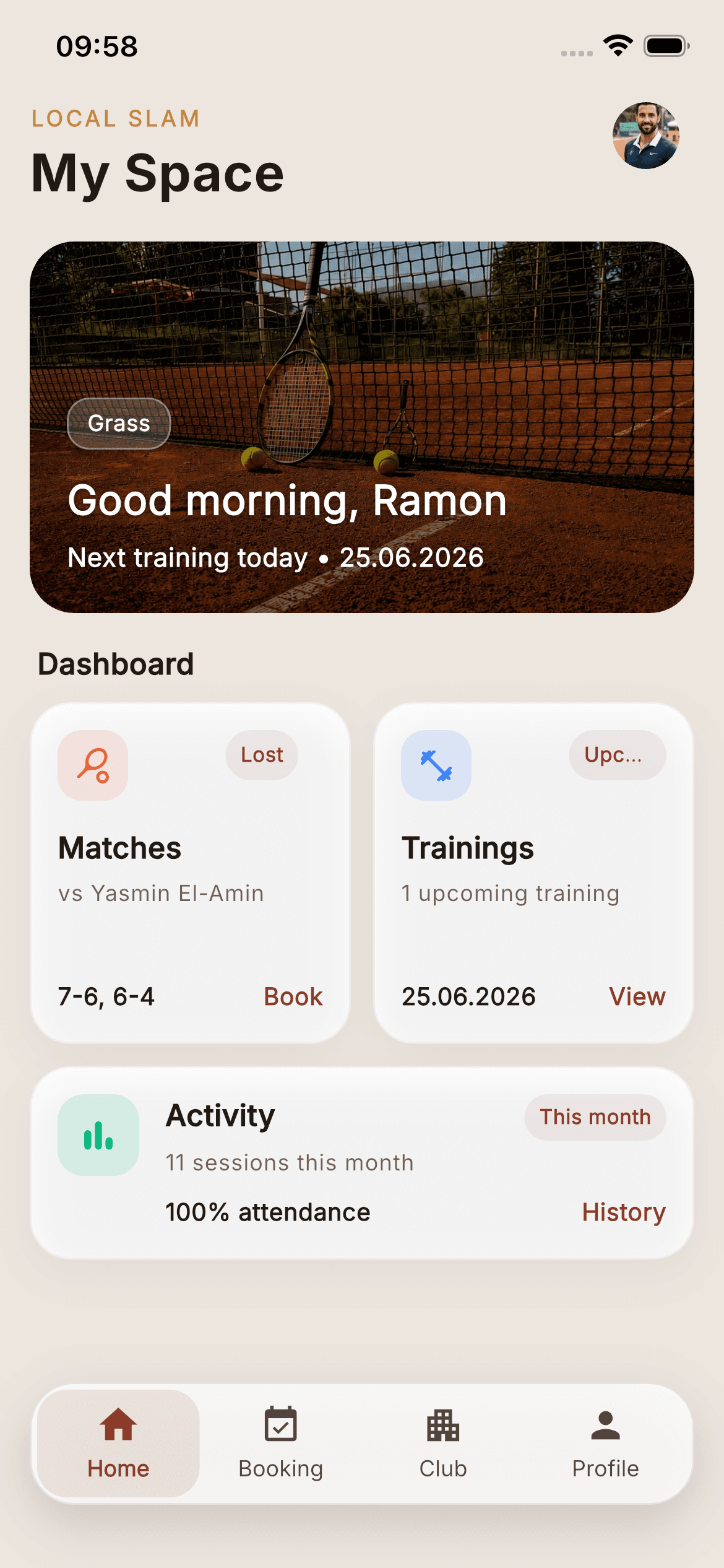 Local Slam — Player Dashboard